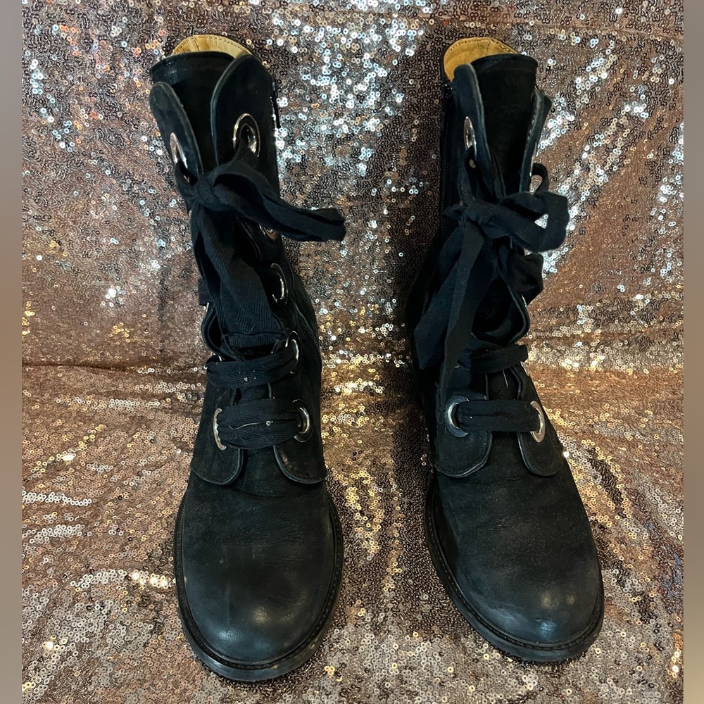 John Fluevog Black East End Gladstone lace up boot